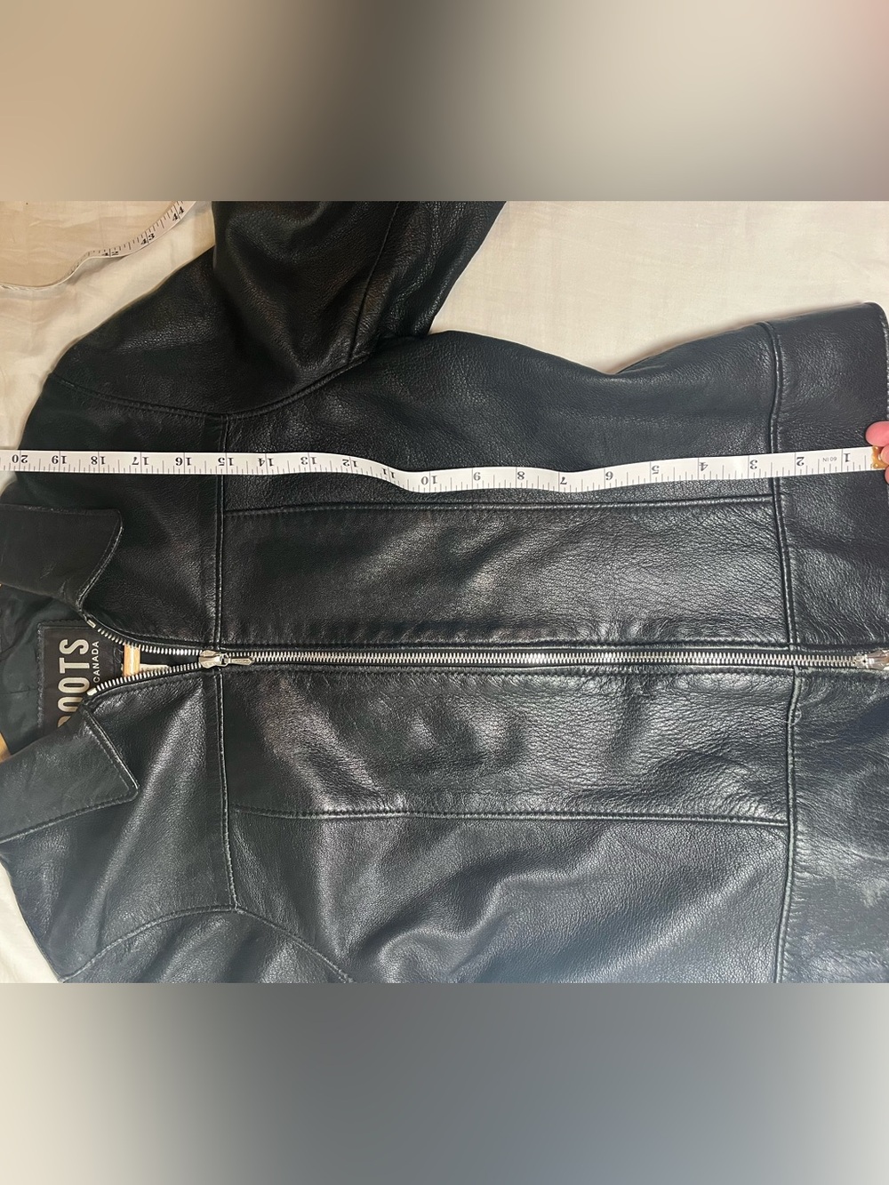 Vintage Roots Canada Black Pebbled Leather Jacket Zip Y2K - Picture 13 of 13
